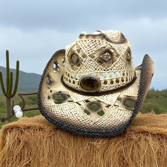 Wild Bull International Cowboy Cowgirl Hat Rodeo Rigid Straw Western Distressed main image 6